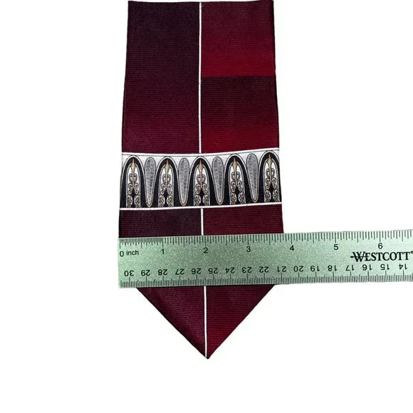 Stafford Executive Men's Red Geometric Classic Silk Necktie - Picture 5 of 7